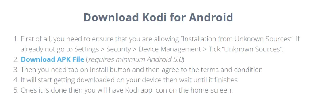 Download APK File from kodi website