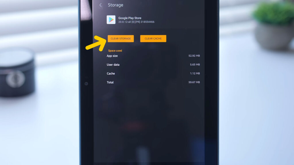 clear play store data in fire tablet