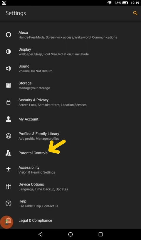 Parental Controls on fire tablet